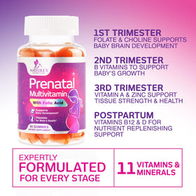 Gummies prénatales Nature's Nutrition, étiquette du produit