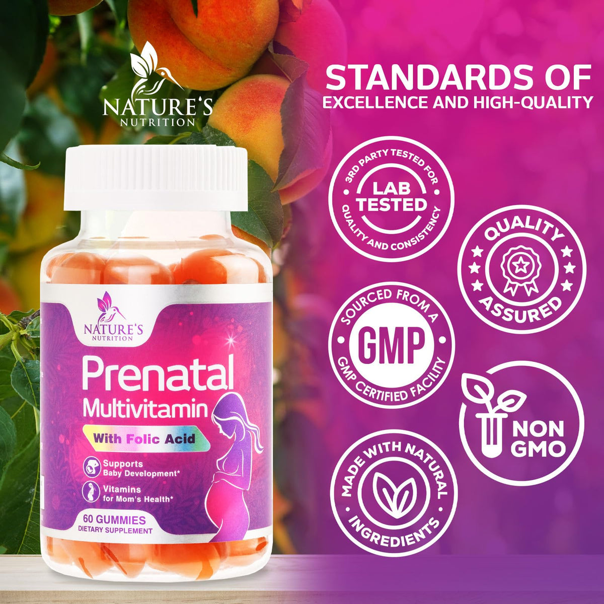 Gummies prénatales Nature's Nutrition, présentation des gummies
