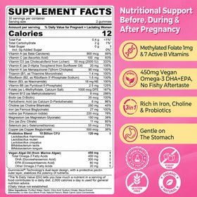 Gummies prénatales NEVISS avec étiquette et ingrédients