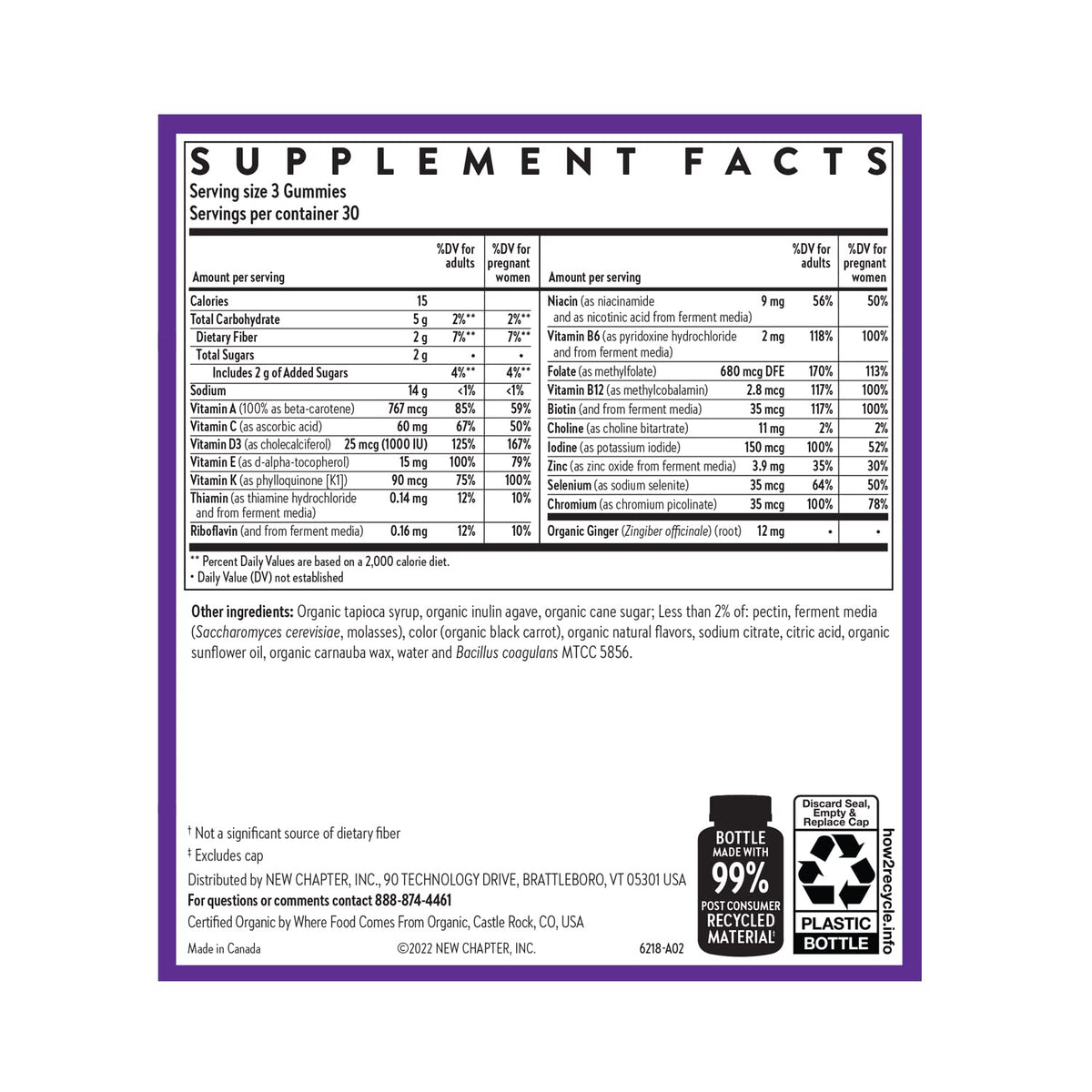 Gummies prénatales New Chapter prêtes à être prises avec un verre d'eau