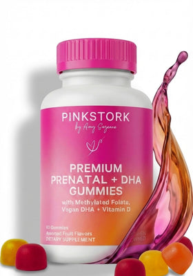 Gummies prénatales Pink Stork 60 gummies en emballage.