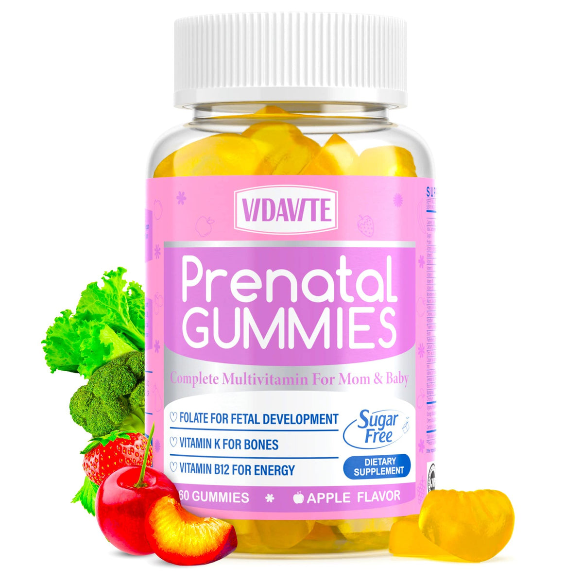 Gummies prénatales VIDAVITE en pot, vue de face
