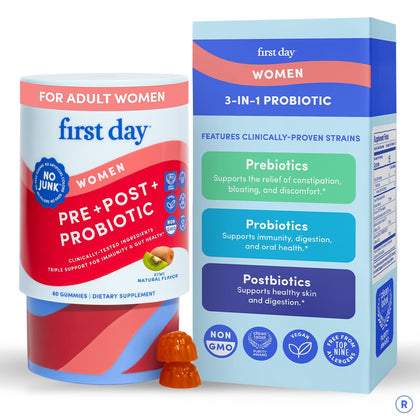 Gummies probiotique FIRST DAY 3-en-1 pot de 60 unités