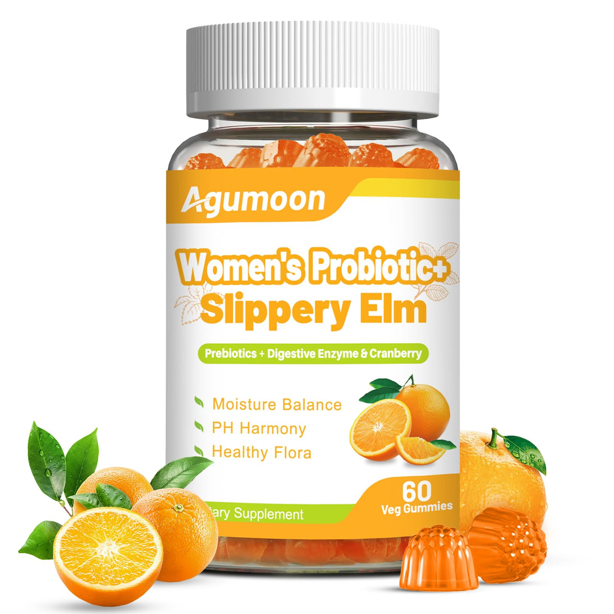 Gummies probiotiques Agumoon saveur orange en bouteille