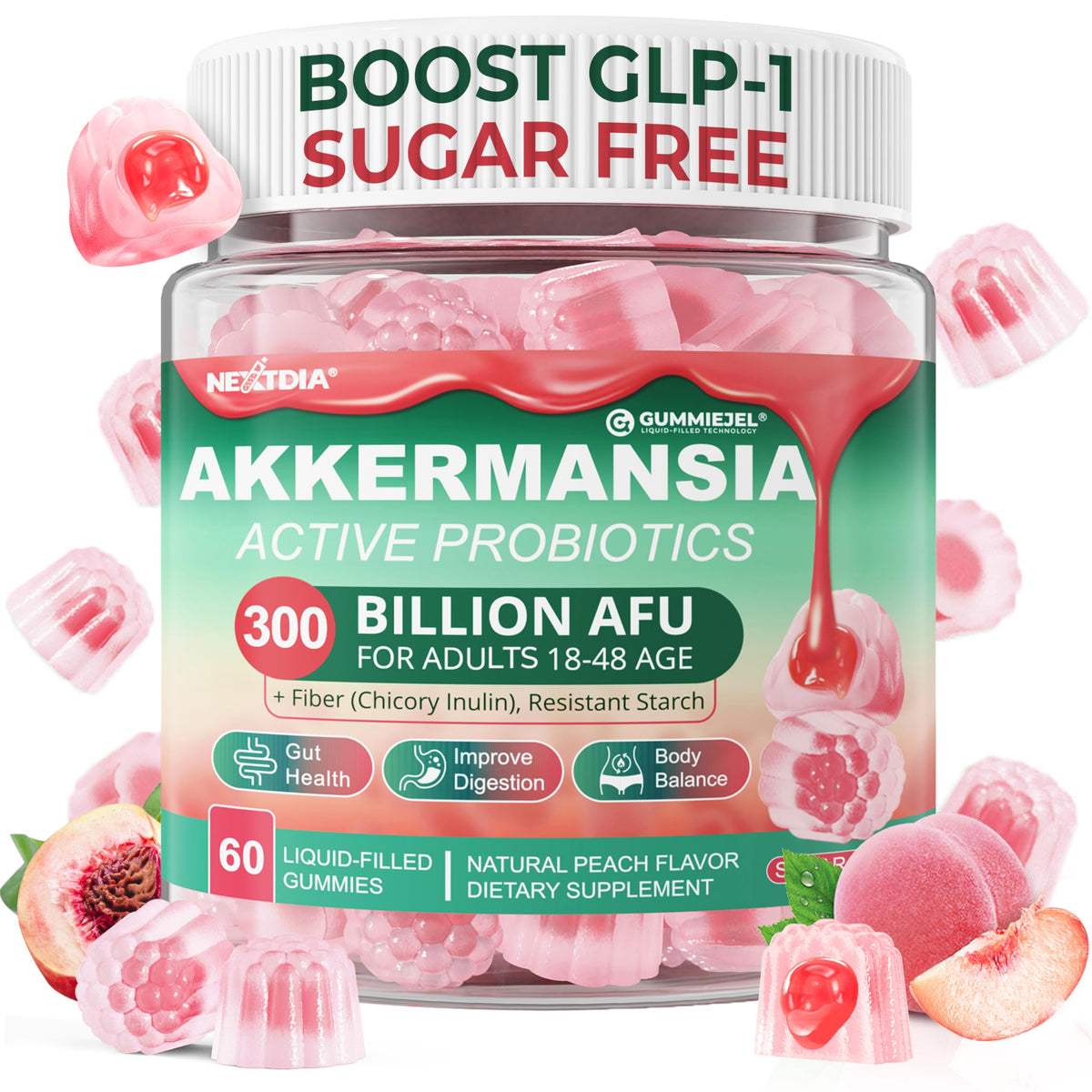 Gummies probiotiques Akkermansia Nextdia, emballage avant