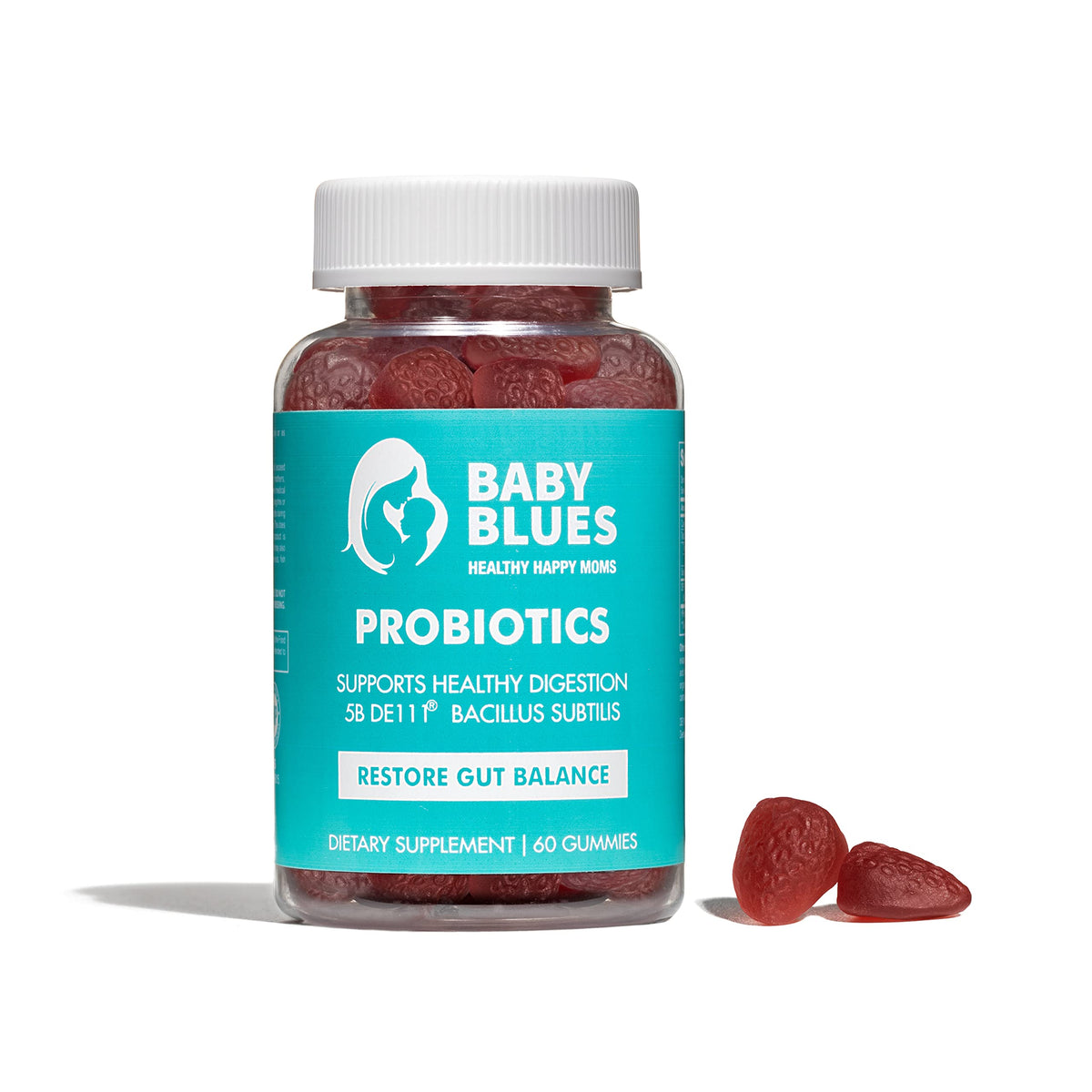 Gummies probiotiques Baby Blues 60 gummies fraise bio vue de face