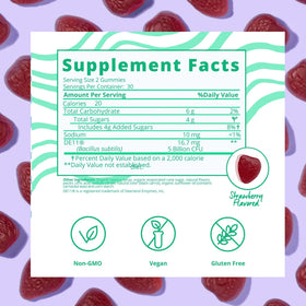Gummies probiotiques Baby Blues avec une main tenant deux gummies