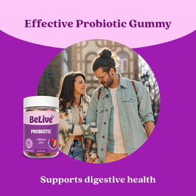 Gummies probiotiques BeLive sur une table