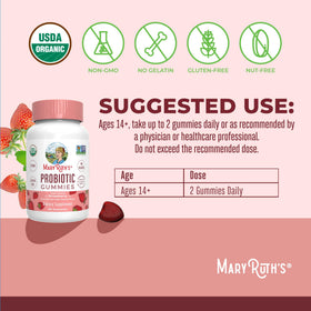 Gummies probiotiques bio MARYRUTH'S fraise vue de côté