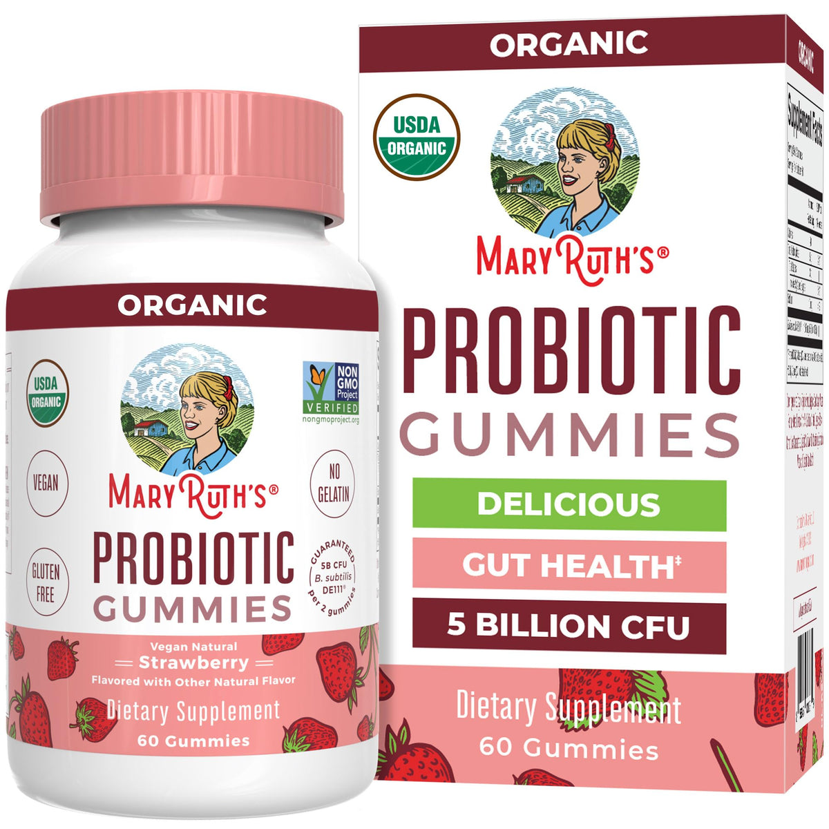 Gummies probiotiques bio MARYRUTH'S pot de 60 gummies vue avant