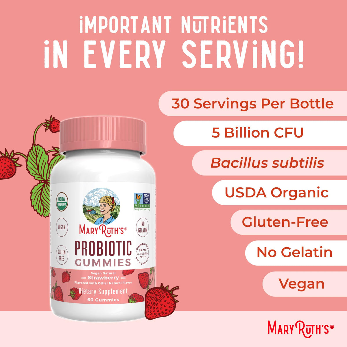 Gummies probiotiques bio MARYRUTH'S sur une assiette