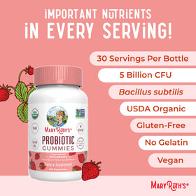 Gummies probiotiques bio MARYRUTH'S sur une assiette