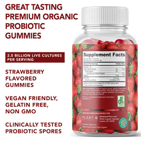 Gummies probiotiques bio PLANT.O NUTRITION, texture douce et couleur fraise