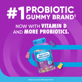 Gummies probiotiques daily Advantage avec un aperçu de la dose recommandée