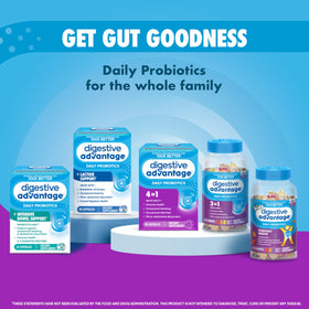 Gummies probiotiques daily Advantage avec une vue de l'arrière de l'emballage