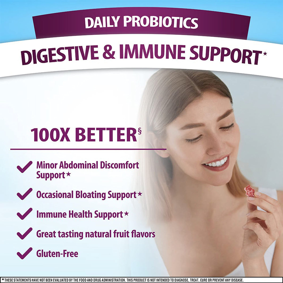 Gummies probiotiques daily Advantage saveur superfruit, vue de face