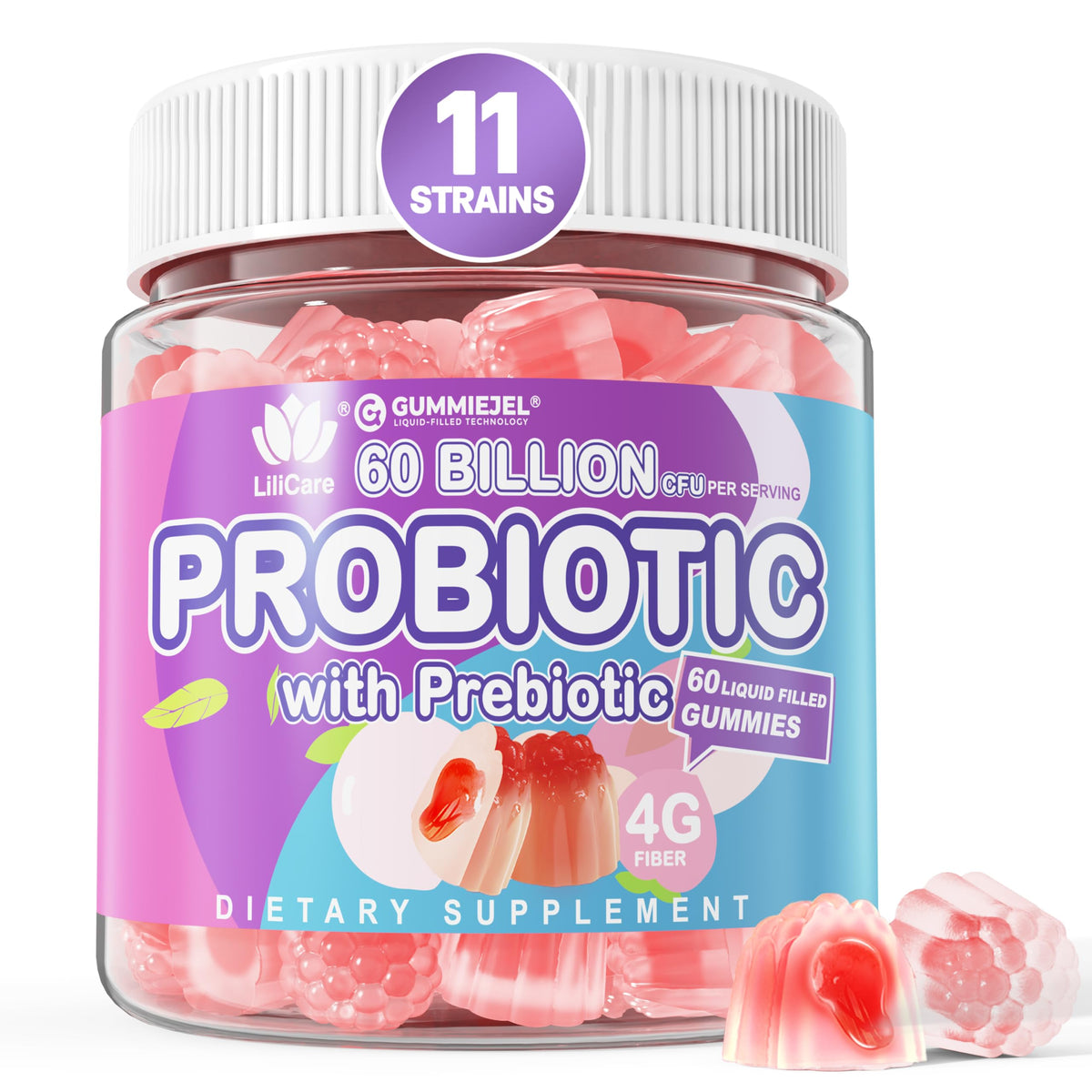 Gummies probiotiques EnvyDeal 60 milliards CFU en pot