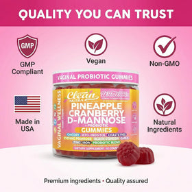 Gummies probiotiques féminins Clean Nutraceuticals avec fruits frais