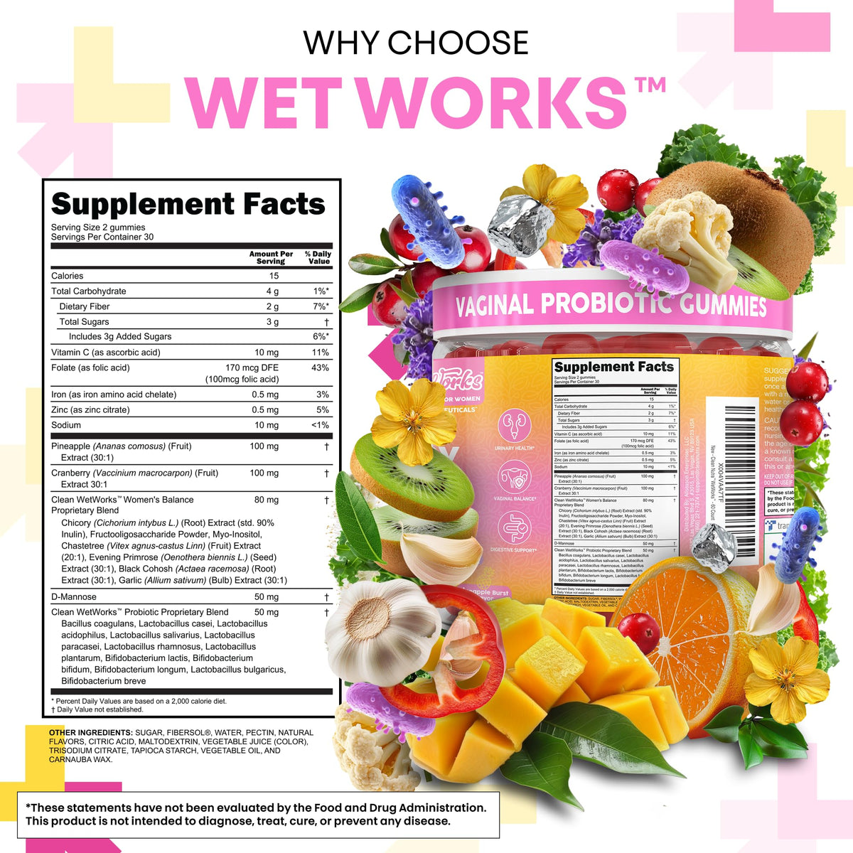Gummies probiotiques féminins Clean Nutraceuticals avec ingrédients naturels