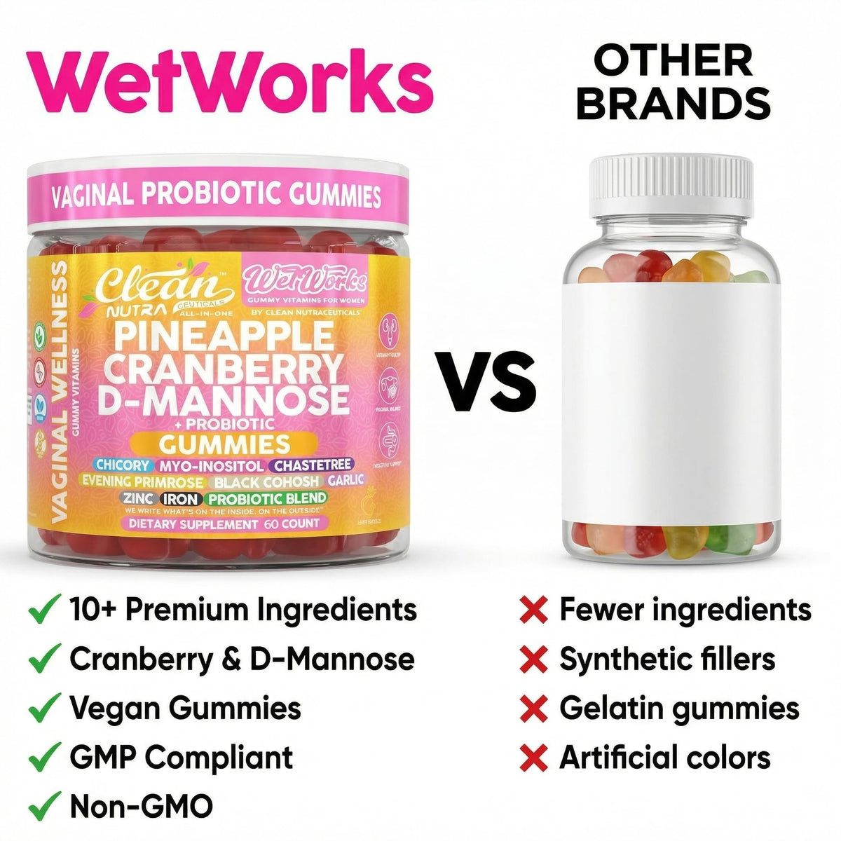 Gummies probiotiques féminins Clean Nutraceuticals sur une table