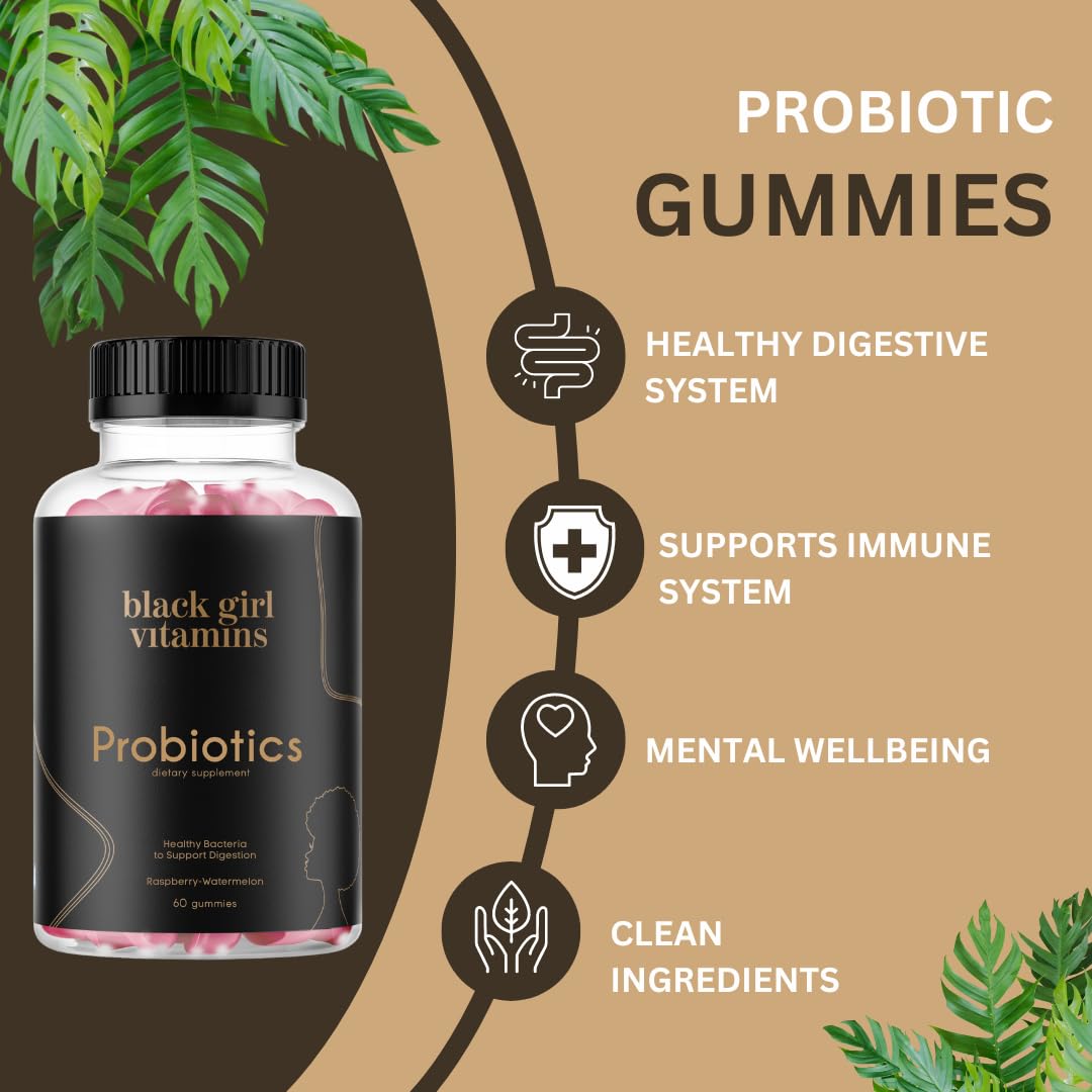 Gummies Probiotiques Framboise Pastèque Black Girl Vitamins, ingrédients sur l'étiquette