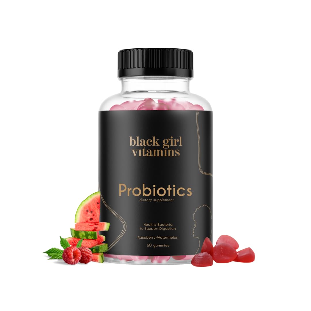 Gummies Probiotiques Framboise Pastèque Black Girl Vitamins, pot de 60 unités