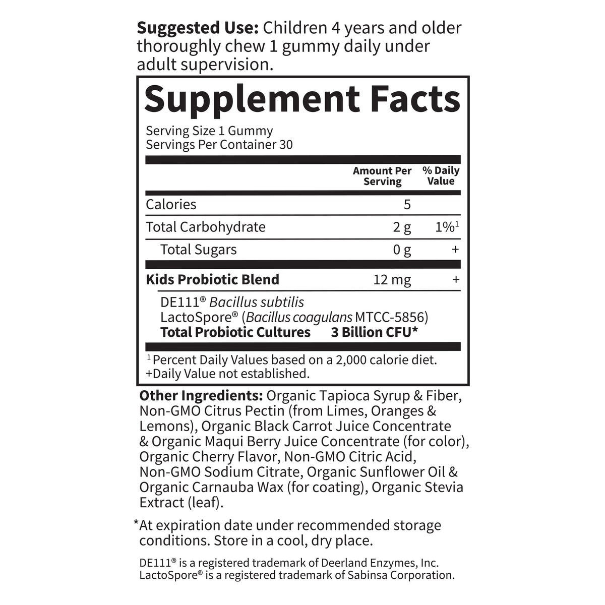 Gummies probiotiques Garden of Life, gummies en forme de fruit dans une main d'enfant