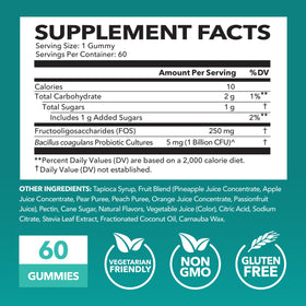 Gummies probiotiques HAVASU NUTRITION au goût framboise sur une table