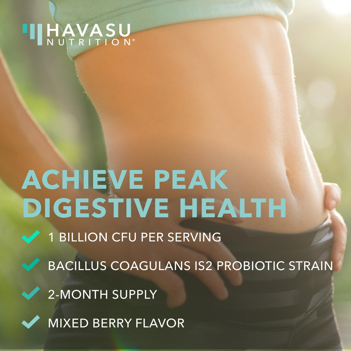 Gummies probiotiques HAVASU NUTRITION montrant la texture et la couleur