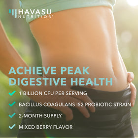 Gummies probiotiques HAVASU NUTRITION montrant la texture et la couleur