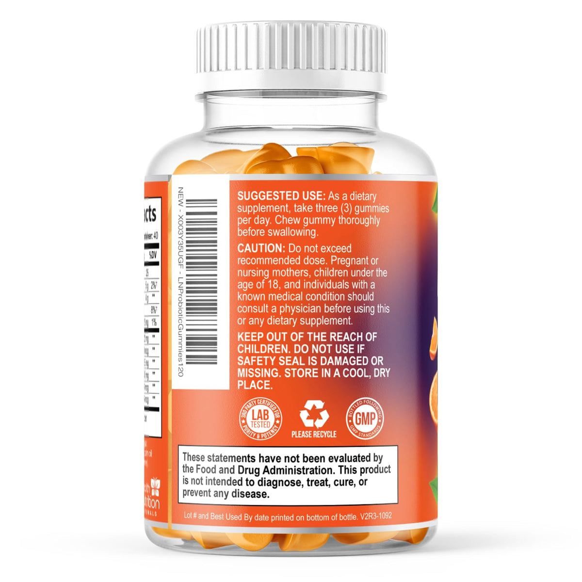 Gummies probiotiques Health Nutrition Naturals sur un fond blanc