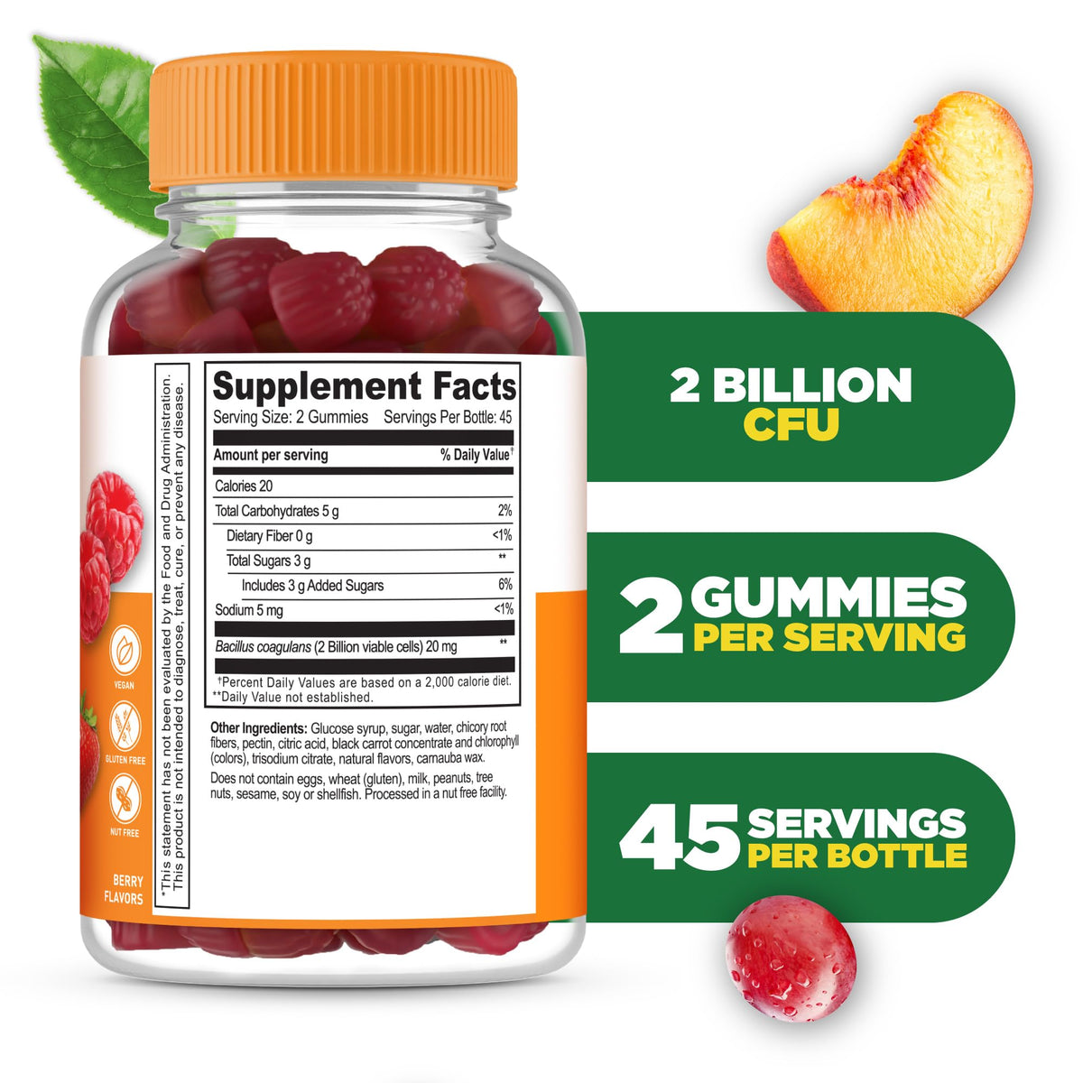Gummies probiotiques Lifeable avec saveur naturelle de baies