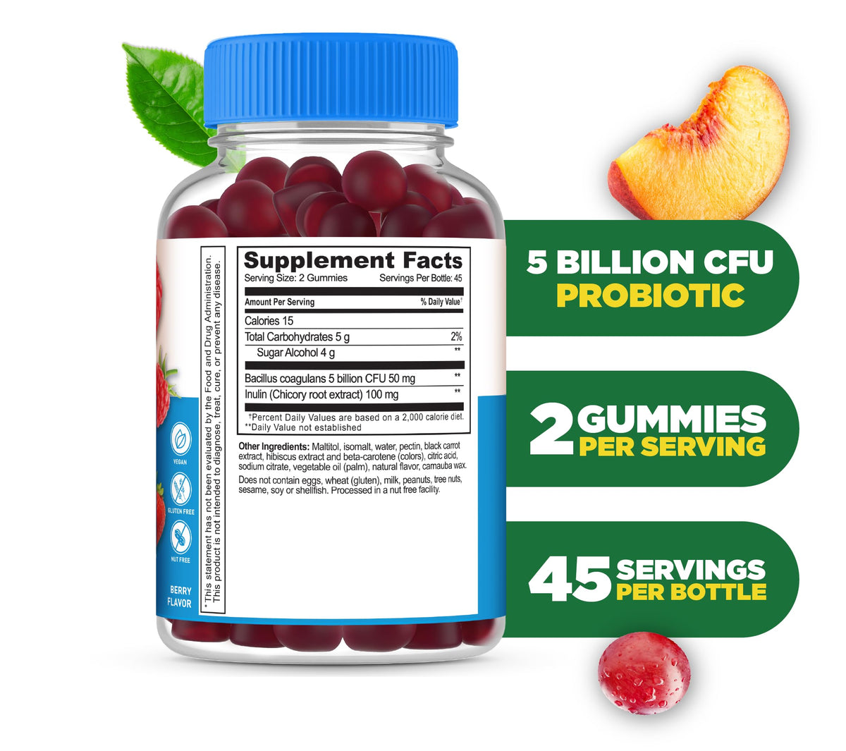 Gummies probiotiques Lifeable en gros plan avec texture