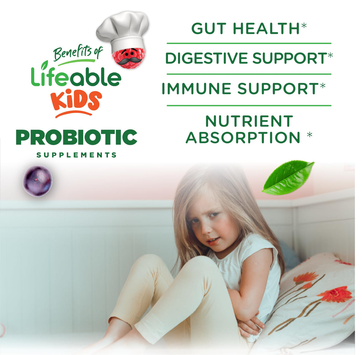 Gummies probiotiques Lifeable sur une cuillère, présentation