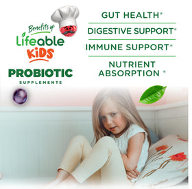 Gummies probiotiques Lifeable sur une cuillère, présentation
