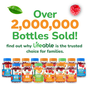 Gummies probiotiques Lifeable sur une table, ambiance familiale