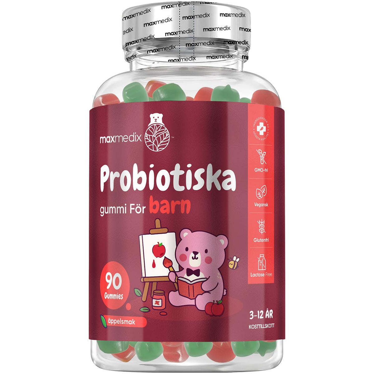 Gummies probiotiques maxmedix pour enfants, 90 gummies au goût de pomme