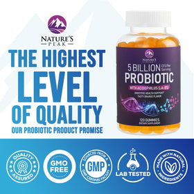 Gummies probiotiques Nature's Peak sur une table