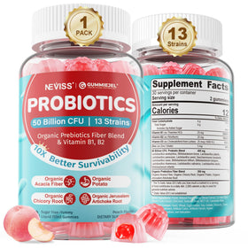 Gummies probiotiques NEVISS 60 Cts avec emballage et étiquette