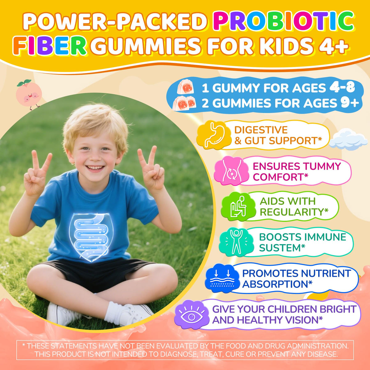 Gummies probiotiques NEVISS avec informations nutritionnelles sur l'emballage