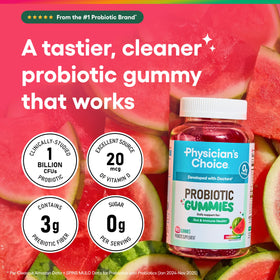 Gummies probiotiques Physician's CHOICE avec vitamine D et fibres prébiotiques