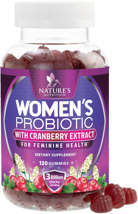 Gummies probiotiques pour femmes Nature's Nutrition 120 gummies avec cranberry