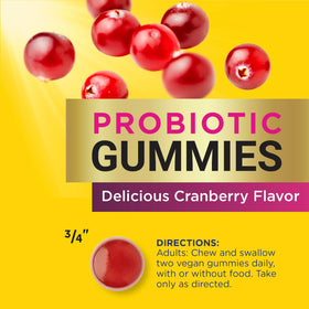 Gummies probiotiques Renew Life Femmes présentées sur une table en bois