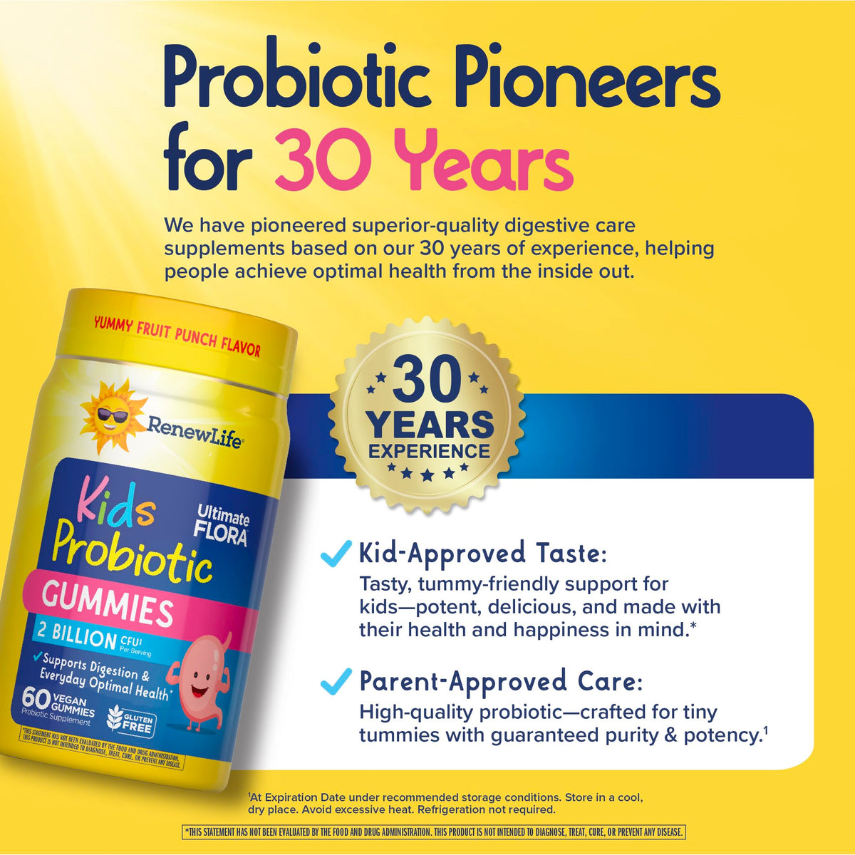 Gummies probiotiques Renew Life pour enfants, étiquette de la bouteille