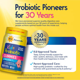 Gummies probiotiques Renew Life pour enfants, étiquette de la bouteille