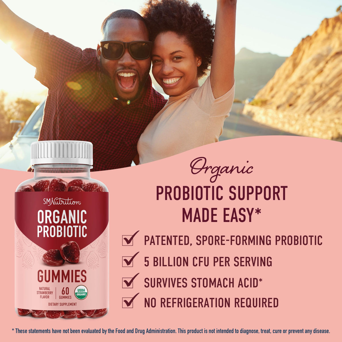 Gummies probiotiques SMNutrition avec saveur de fraise