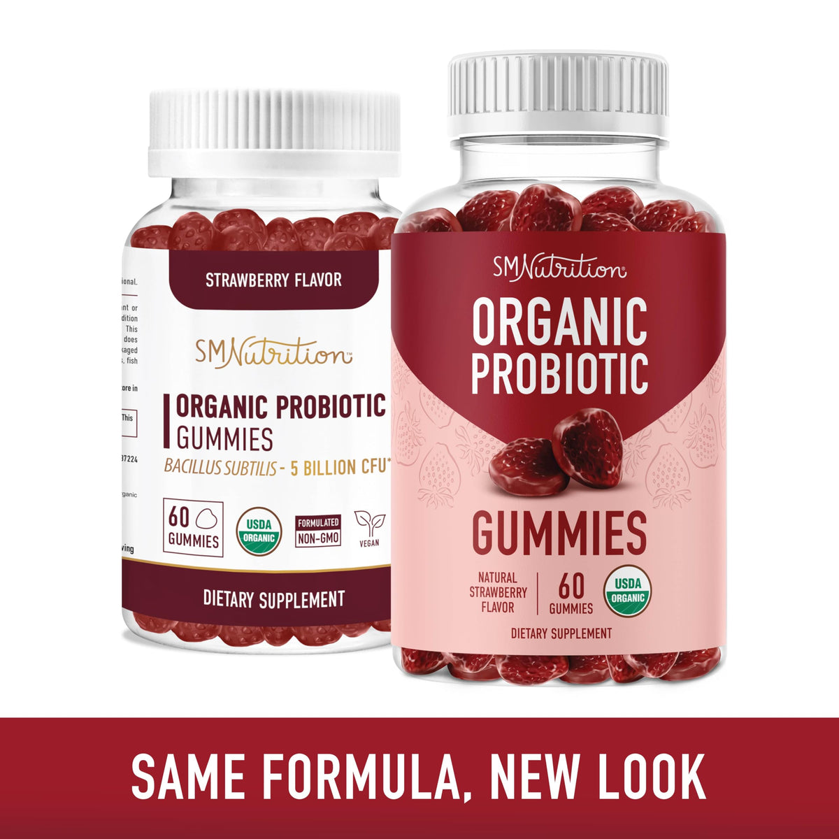 Gummies probiotiques SMNutrition sur un fond blanc