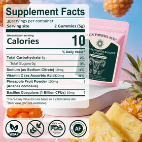 Gummies probiotiques Tyrnixel, vue de côté avec détails de l'emballage