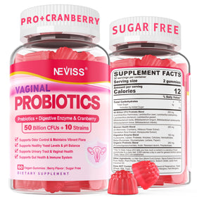 Gummies probiotiques vaginales NEVISS 60 gummies sans sucre, vue de face