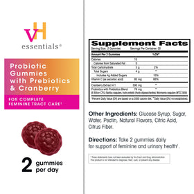 Gummies probiotiques vH essentials sur une table en bois